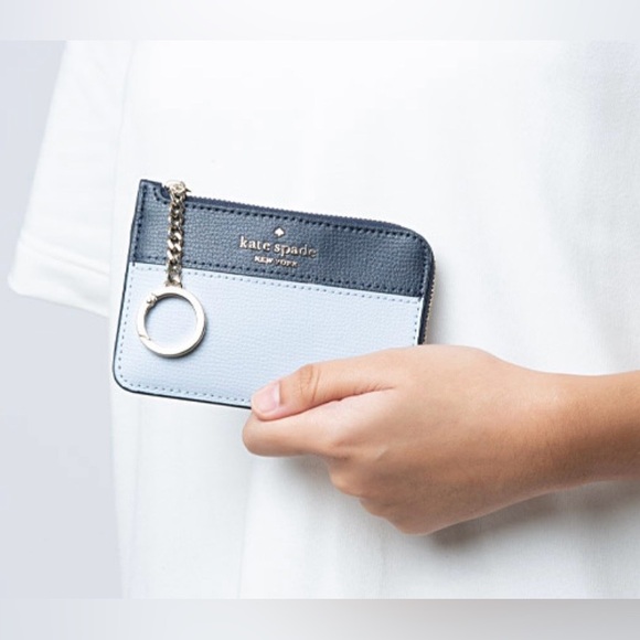 Kate Spade L-zip key ring Card Holder ( blue & navy ) NWOT - Picture 2 of 4
